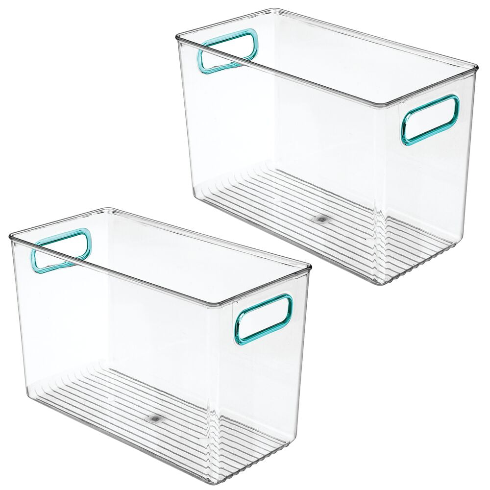 mDesign Plastic Kitchen Pantry Food Storage Bin with Handles, 2 Pack