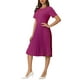 thumbnail image 4 of VESTIDO PLISADO A-LINE DE MUJER INSPIRE CHIC, MANGA CORTA, VESTIDO MIDI PARA TRABAJAR XL ROSA FUERTE, 4 of 4