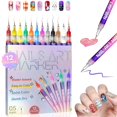 thumbnail image 1 of 12 Colores Nail Art Pens Set , 0.5mm Nail Art Point Grafiti Pen Set, L&aacute;pices para Decorar U&ntilde;as para DIY, Rotulador U&ntilde;as Herramientas de Manicura Regalo para Navidad, 1 of 8
