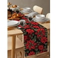 thumbnail image 6 of Ldtrchee Christmas Poinsettia Table Runner 108 Inches, Xmas Floral Botanical Red Black Bed Runner Dresser Scarves Tabletop for Indoor Outdoor Parties/Ceremony/Banquet, 13"x 108", 6 of 8