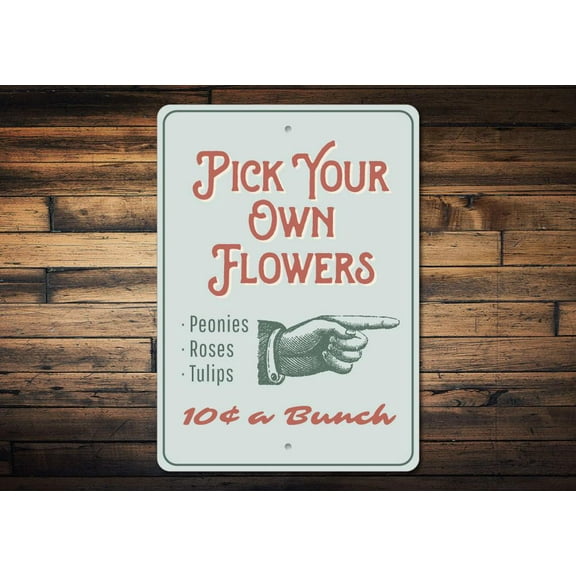 Flower Picking Novelty Sign, Metal Wall Decor - 10x14 inches
