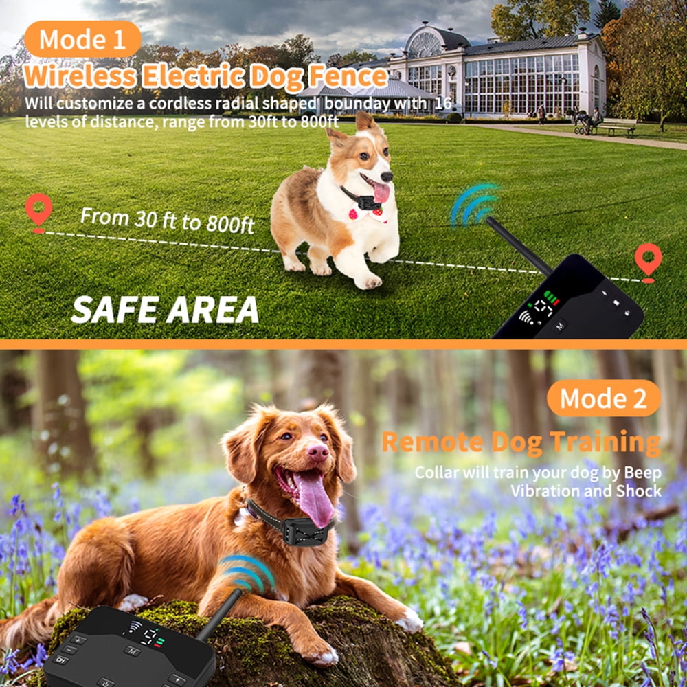 Electronic Fence for Dogs, to 800ft Adjustable Wireless Electric Fence