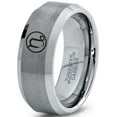 thumbnail image 1 of Tungsten Horoscope Capricorn Band Ring 8mm Men Women Comfort Fit Gray Bevel Edge Brushed Polished, 1 of 4