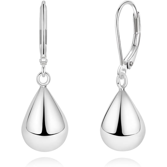 Teardrop Leverback Earrings for Women, Silver Tone Dangle Earrings, Hypoallergenic Everyday Jewelry Gift for Her