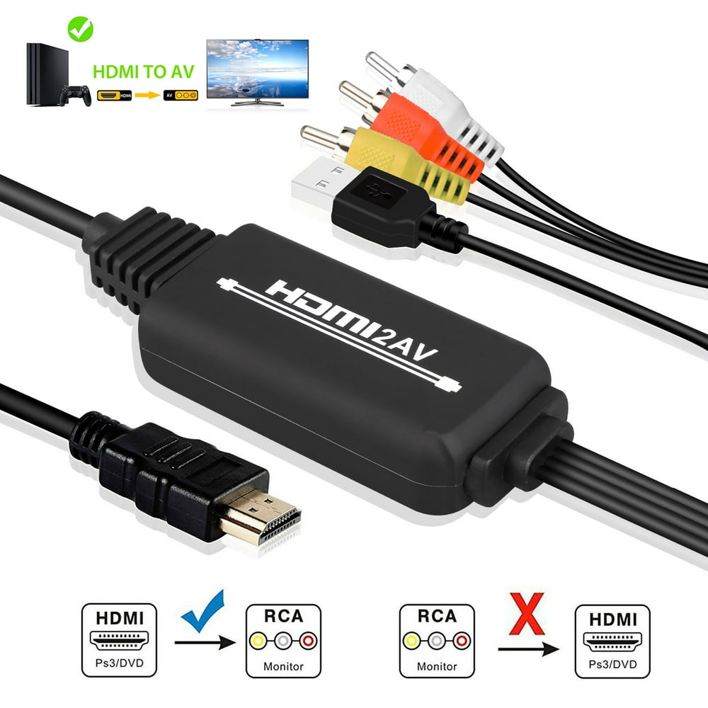 HDMI to RCA Cable Converts Digital HDMI Signal to Analog RCA Works w