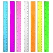 Color Transparent Ruler Plastic Rulers - Ruler 12 inch, Kids Ruler for School, Ruler with Centimeters, Millimeter and Inches, Clear Rulers, School Rulers,Assorted Colors(7 Pcs)