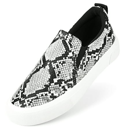 JENN ARDOR Women s Canvas Shoes Low Top Classic Slip-On Round Toe Lightweight Comfort Fashion Sneakers Flats for Walking