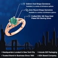 thumbnail image 2 of Gem Stone King 18K Rose Gold Plated Silver Green Malachite 3 Stone Engagement Ring for Women | 2.06 Cttw | Oval 8X6MM | Round 2MM | Gemstone Birthstone | Size 8, 2 of 6