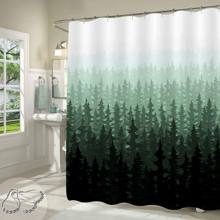 Ombre Fabric Bathroom Decor, Fantasy Forest Shower Curtain