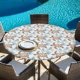 thumbnail image 5 of Coastal Turtle Round Tablecloth 36-44 Inch Round Fitted Table Cloth with Elastic Edge, Summer Beach Nautical Coral Ocean Waterproof Table Cover Protector for Outdoor Picnic Party Dining, 5 of 6