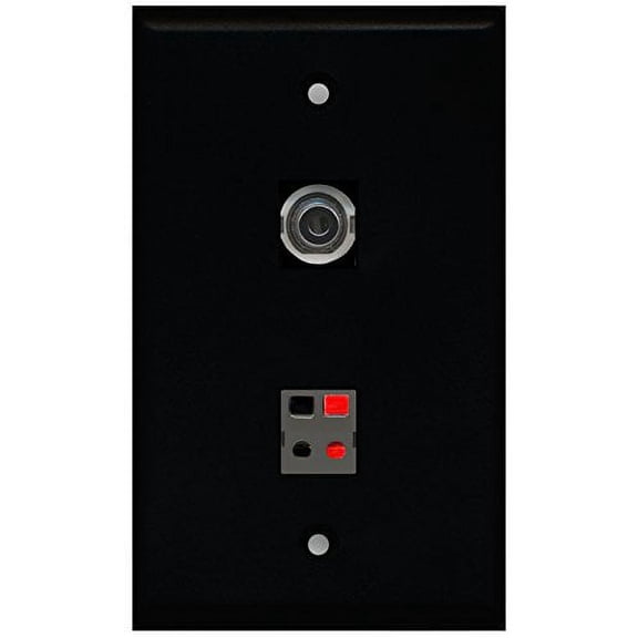 RiteAV - Black 1 Port 3.5mm 1 Port Speaker Wall Plate