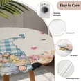thumbnail image 3 of Spring Gnomes Floral Round Tablecloth for 55-60 Inch Tables,Fitted Table Cover with Elastic Edge,Pink Tulip Botanical Beige Burlap Waterproof Outdoor Table Cloth Protector for Patio Garden Dinner, 3 of 9