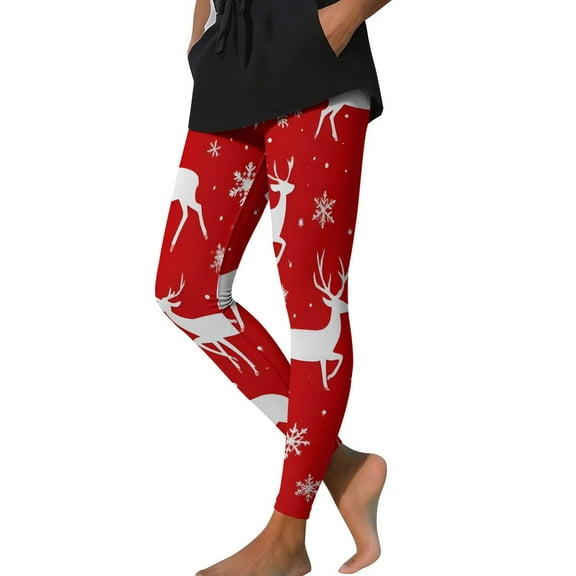 Guluxicc Womens Christmas Stretch Leggings Graphic Print Pants Workout Athletic Running Gym Leggings Pants, Multicolor, 3XL