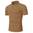 thumbnail image 4 of BangWanChi Men's Quarter Zip Lapel Collar Shirts Top Fashion Mens Short Sleeve Casual Patchwork T-Shirts for Daily Wear, 4 of 5
