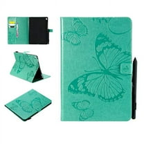 iPad 4 3 2 Case, Allytech Embossed with Butterfly Series AUTO WAKE/SLEEP Folio Stand Wallet Case with Cards/Cash Holder for iPad 9.7" iPad 2nd, 3rd, 4th Generation Tablet, Green