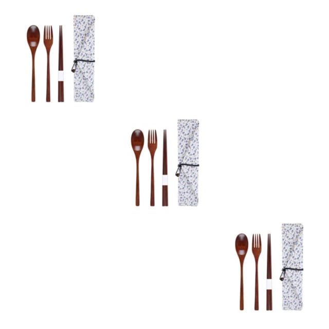 relayinert Set Portable Lavable Réutilisable Hydratation Polissant les Élèves Enfants Fourchette à Baguette avec Sac de Rangement Type 9 3PCS