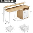thumbnail image 6 of ModFusion 55" Computer Desk with Power Strip, LED Light, Monitor Shelf & Filing Cabinet, Office Desk with 2 Drawer & USB Ports, Woodgrain & White, 6 of 9