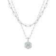 thumbnail image 1 of Kcodviy Collier Hexagone initial 26 Collier Homme pour Femmes Colliers pour Hommes Chaîne Colliers Femmes A Z Collier 26 Alphabet initial Colliers Argent Lot de Colliers pour Femmes, 1 of 4