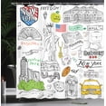 thumbnail image 3 of Ambesonne American Shower Curtain, New York City Sketch Art, 69"Wx75"L, White, 3 of 4