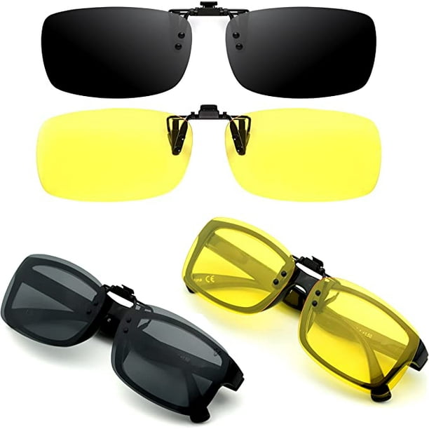 Set of 2, Polarized Sunglasses, Flip-Up and Ultra Light, Over-Glasses, Sun  Clip, Men, Women, Anti-UV