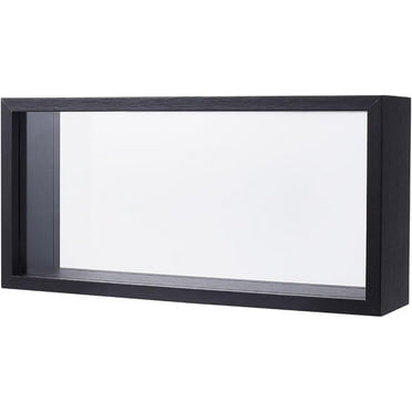 DIY 5x2.4x10.2 inch Rectangle Shadow Box Wood Shadow Box Display Case Shadow Box Frame with Double Sided Clear Acrylic Window for Dried Flowers Leaves Specimen - Black DIY