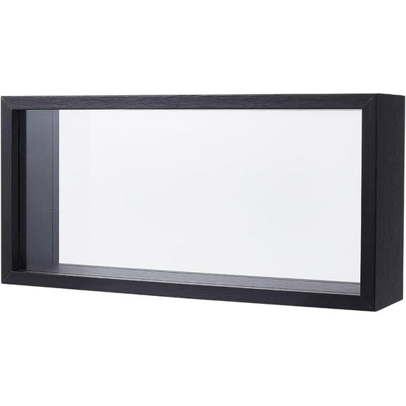 5x2.4x10.2 inch Rectangle Shadow Box Wood Shadow Box Display Case Shadow Box Frame with Double Sided Clear Acrylic Window for Dried Flowers Leaves Specimen - Black