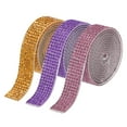 thumbnail image 1 of Unique Bargains 3Roll 1 Yard 8mm Self Adhesive Crystal Rhinestone Ribbon for Crafts Project, Gold,Purple,Light Purple, 1 of 5