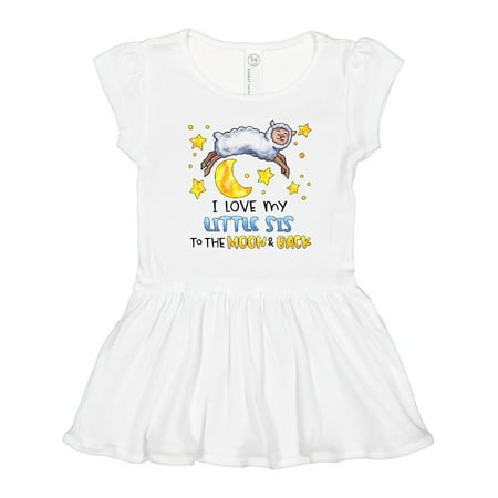 

Inktastic I Love My Little Sis to the Moon and Back Cute Sheep Gift Toddler Girl Dress