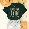 thumbnail image 2 of Virmaxy Get Your Crayon Womens Trendy Letter Printed Dressy Tops Round Neck Short Sleeve Loose Blouses Comfy Tunic Tops Summer Fashion Casual Baggy Basic Tee Mint Green S, 2 of 6