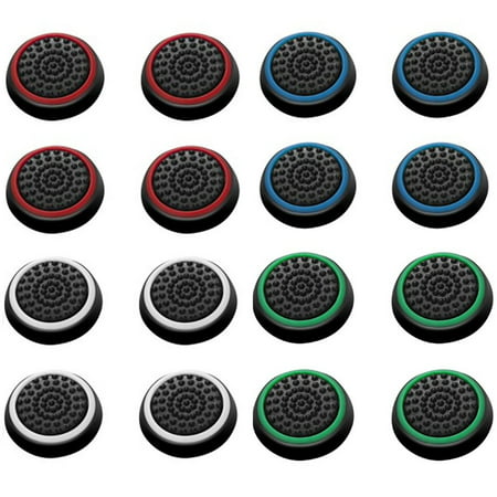 Insten 16 pcs Green/Red/Blue/White Controller Analog Thumbstick Cap for Xbox 360/Xbox One Sony PlayStation (Best Thumbsticks For Xbox One)