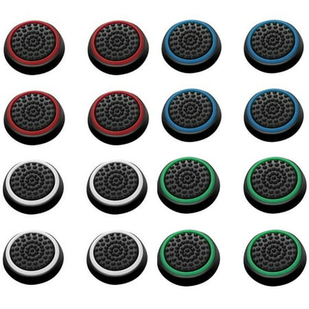 Xbox One Controller Green Chrome Insten 16 pcs Green/Red/Blue/White Controller Analog Thumbstick Cap for Xbox 360/Xbox One Sony PlayStation 2/3/4 ()