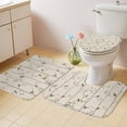 thumbnail image 4 of Green Leaf Bathroom Rugs Set Vintage Spring Green Leaf Branches Plant Birds Linen Texture Non Slip Absorbent Bath Mats 3 Piece Set with Bathroom Rug, U-Shaped Floor Mat, Toilet Seat Cover Small Size, 4 of 9