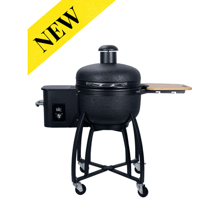 HR Kamado Smoker Ceramic Pellet Grill 24 inch Matte Black