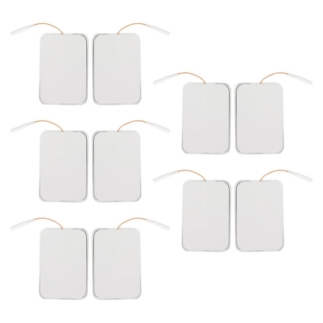 10 almohadillas de electrodos rectangulares autoadhesivas de repuesto para máquina TENS de 2,5 mm/0,1 pulg.