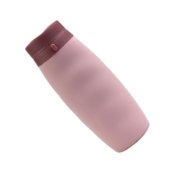 600ML Portable Collapsible Water Bottle Silicone Drinking Cup Sports Bottle Outdoor Kettle Foldable Cup（Pink)