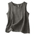 thumbnail image 6 of idosla Cotton Linen Tank Tops for Womens Comfy Lounge Wear Summer Sleeveless Crewneck Shirt Casual Blouse Loose Fit Cami (Dark Gray, 3XL), 6 of 7