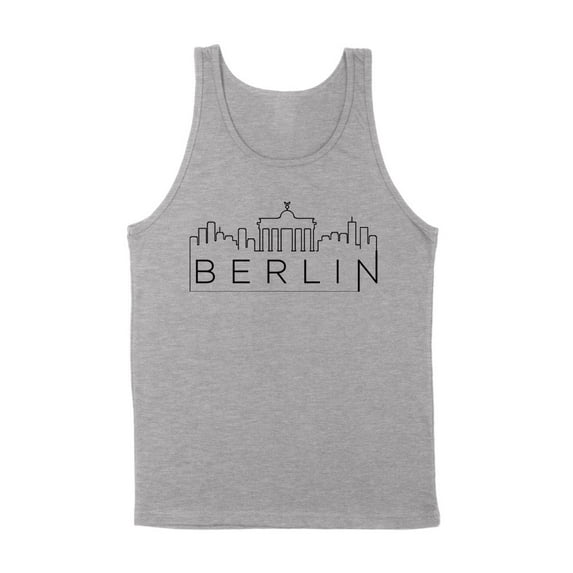 Skyline Berlin Germany Tank Top Unisex Small Grey
