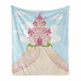 thumbnail image 1 of Fairy Tale Soft Flannel Fleece Throw Blanket, Fairy Castle on Mountain with Closed Gates Princess Theme, Cozy Plush for Indoor and Outdoor Use, 70" x 90", Baby Blue Pink and Beige, by Ambesonne, 1 of 6