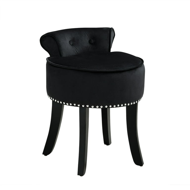 Black velvet vanity stool sales