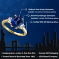 thumbnail image 2 of Gem Stone King 3.96 Ct Oval Blue Created Sapphire White Topaz 18K Yellow Gold Plated Silver Ring, 2 of 6