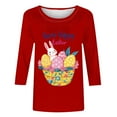 thumbnail image 4 of Lady Casual Easter Bunny Blouse 3/4 Sleeve Top Rabbit Design Clothing Women Crewneck Tunic Tees, 4 of 5