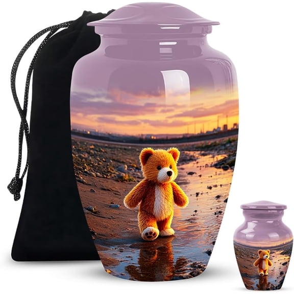 Teddy Bear Urns For Human Ashes Adult Female, Small Keepsake Urns For Ash, Large Memorial Urn For Human Ashes Adult Male, Tribute Urn For Ash For Women (Size 10 Inch 3 Inch, Set Of 2)