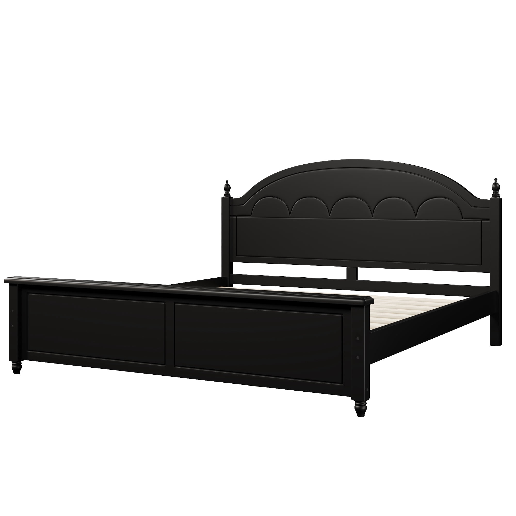 Euroco Wood Queen Size Platform Bed, Black