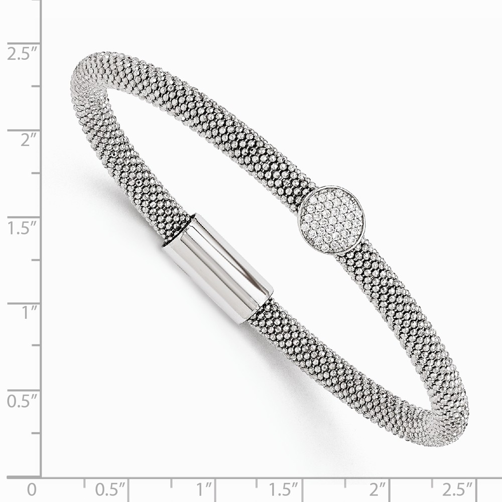 925 Sterling Silver 5.00mm Diamond-cut CZ Cubic Zirconia Bangle Cuff  Bracelet 7.5