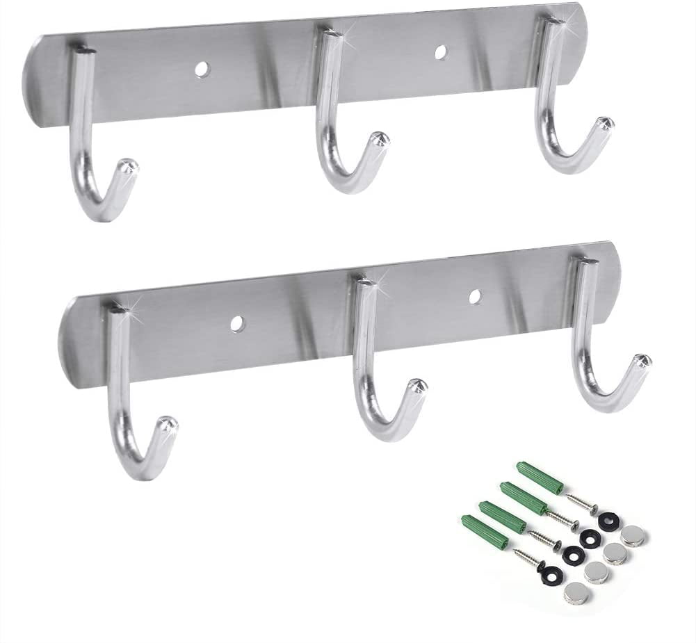 Hooks for Wall Mounted Coat Hook with 3 Round Hooks for Jackets Coats Scarves Handbags and More Bedroom Bathroom Foyer Hallway 304 Stainless Steel Rust and Water Proof Coat Hooks 3 Pack 
