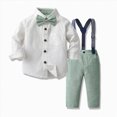 thumbnail image 2 of Kaprioy Baby Boy Winter Clothes Lapel Long Sleeve Button Down Shirt With Bow Tie Adjustable Strap Trousers 2Pcs Formal Outfit Set 3 6 12 18 Months 2T 3T 4T 5T 6T 7T 8T 9T Wedding Dress Clothes, 2 of 9