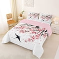 thumbnail image 2 of Homewish Japanese Cherry Blossom Queen Comforter Set,Cute Floral Comforter Sets Queen,Pink White,Pink Reversible,3 Pieces,1 Comforter and 2 Pillowcases, 2 of 7