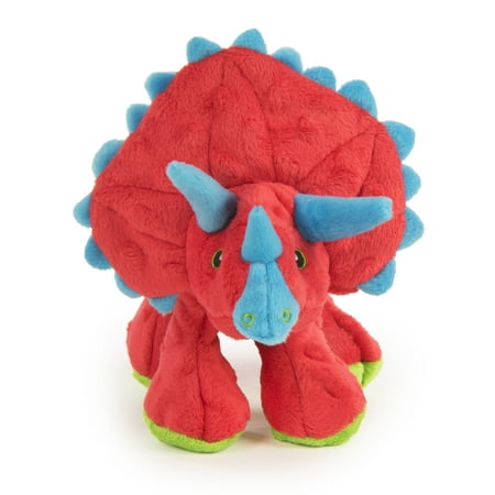 UPC: 0743723709897 | goDog Dinos Frills Plush Chew Guard Dog Toy  Large  Red