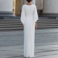 thumbnail image 2 of Morttic Women's Elegant Solid V-Neck Batwing Sleeve Ruched Waist Flowy Maxi Evening Dress for Beach Weddings & Formal Gowns White，XXL, 2 of 3