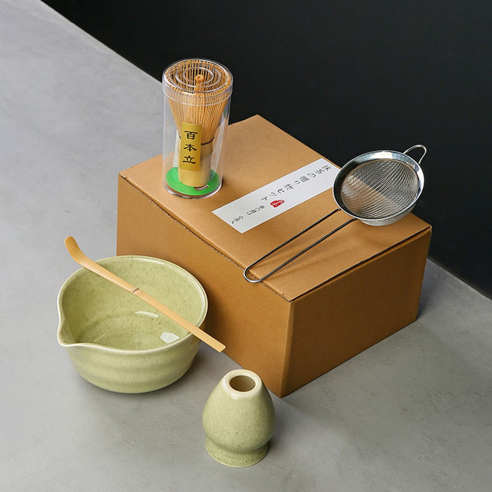 1 Tea Set Japan Matcha Set Matcha Whisk Matcha Bowl with Pouring Spout Matcha Whisk Holder Tea Making Kit. 1 Japanese Tea Set Matcha Color Color Box Packing 5Pc
